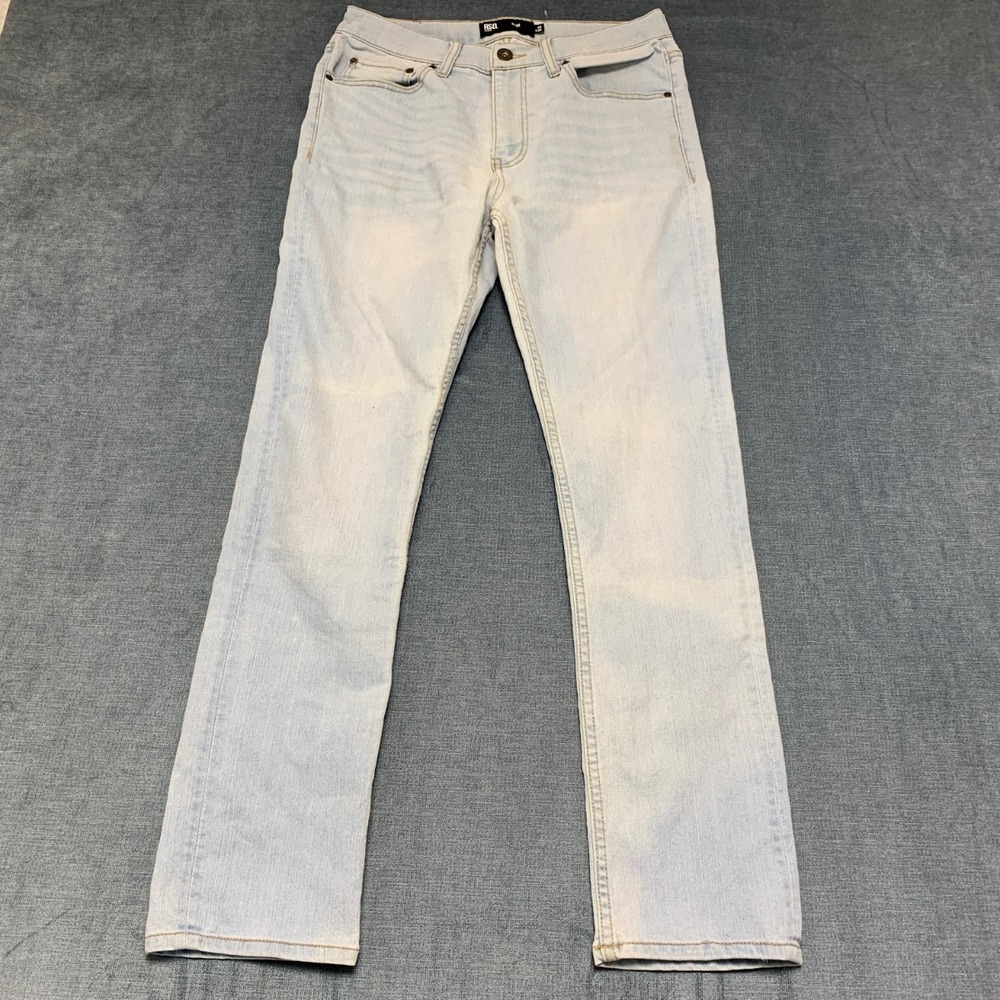 RSQ Jeans Mens 30x30 Blue Denim Cotton Stretch Mid Rise Slim Fit Straight Leg